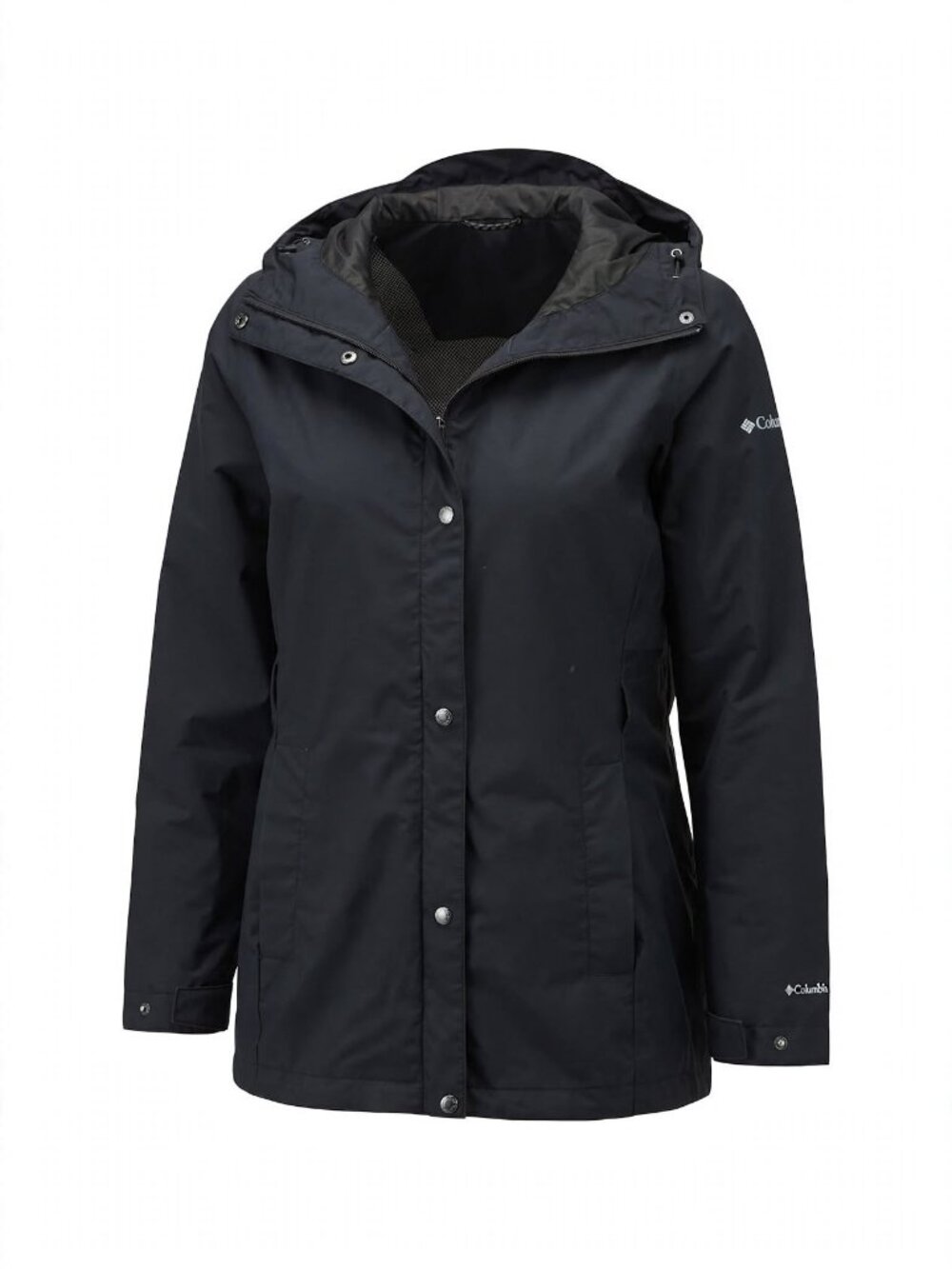Columbia Omni-Tech Black Hooded Rain Jacket Waterproof Size L